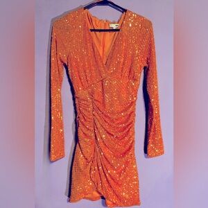 Sequin orange mini dress
